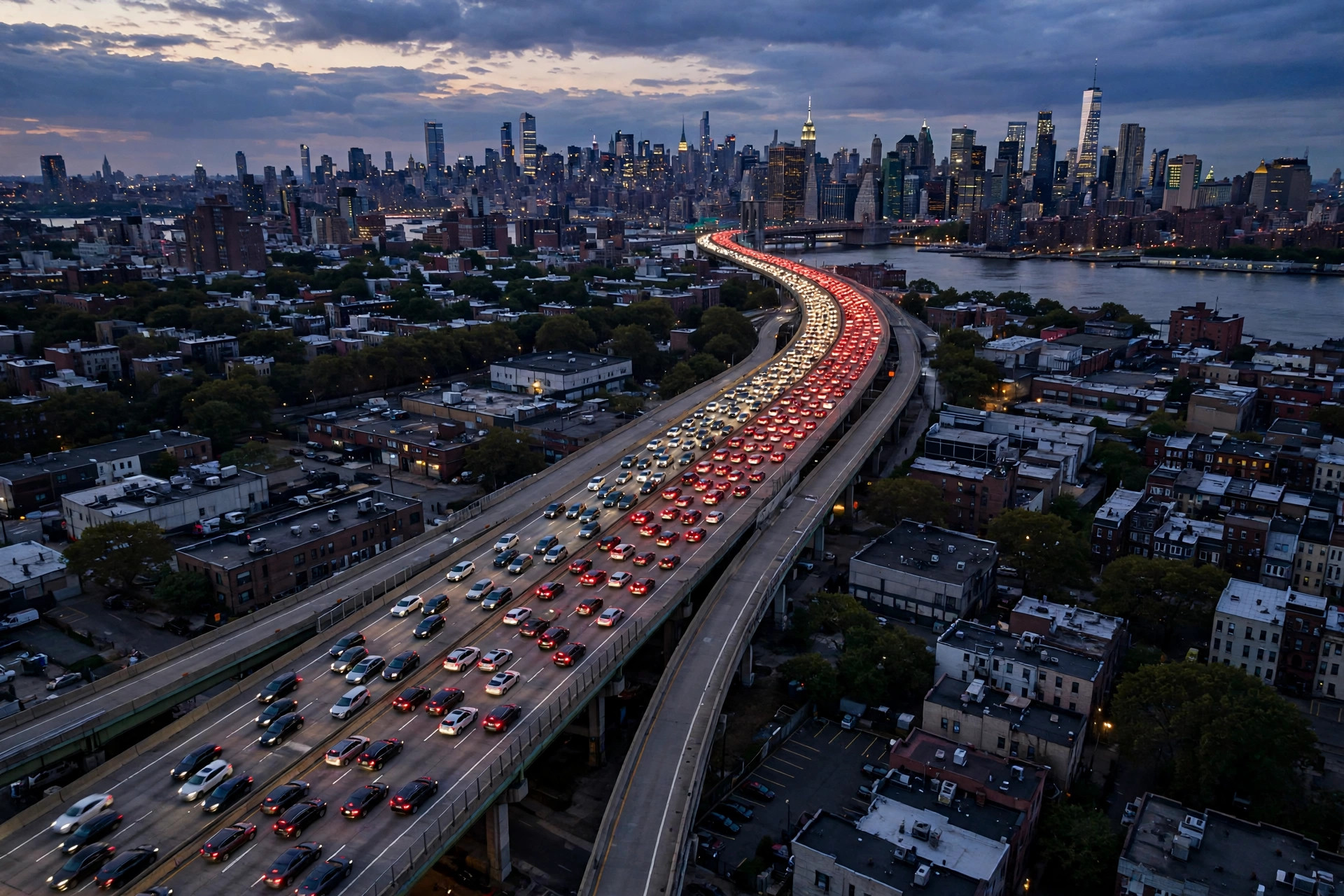 Aerial view of a New York highway interchange